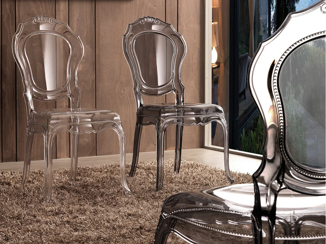 Louis XV geïnspireerde stoel transparant ontwerp Modina - Set van 2-Kleur Transparant