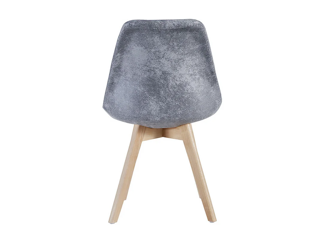 Chaise avec assise simili cuir vintage et pieds en bois naturel Zaka-Couleur Gris clair