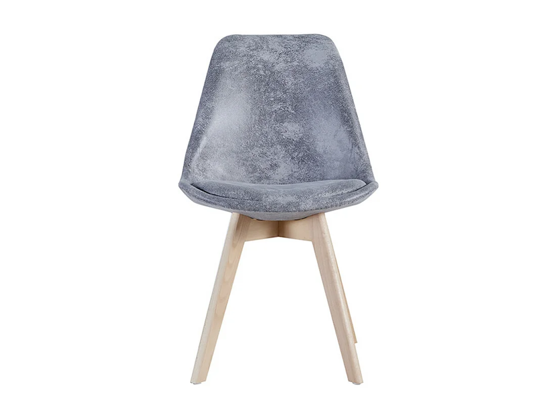 Chaise avec assise simili cuir vintage et pieds en bois naturel Zaka-Couleur Gris clair