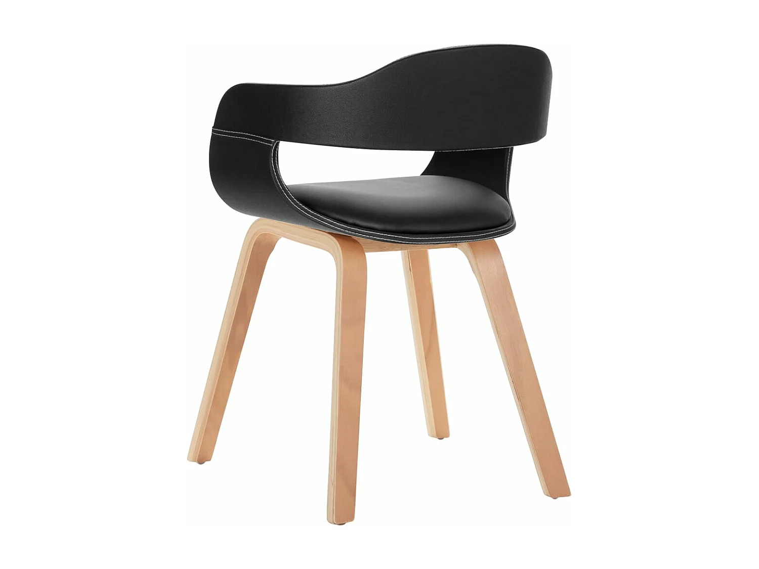 Chaises de salle à manger 2 pcs Noir Bois courbé et similicuir 3