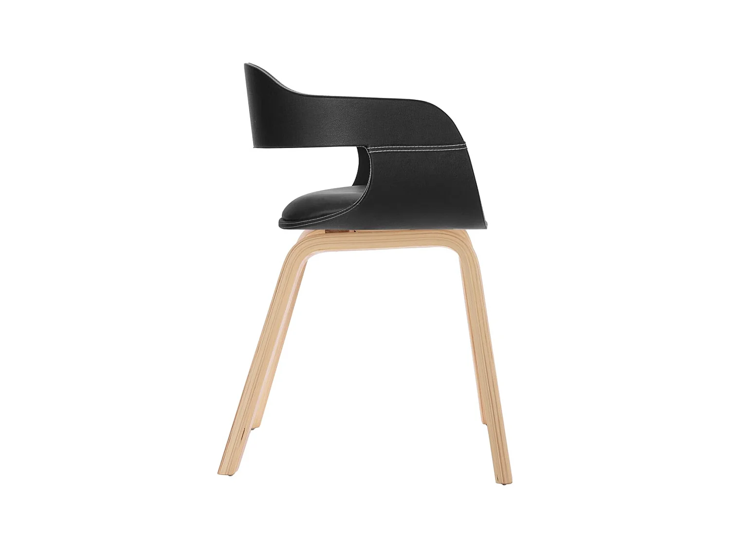 Chaises de salle à manger 2 pcs Noir Bois courbé et similicuir 3