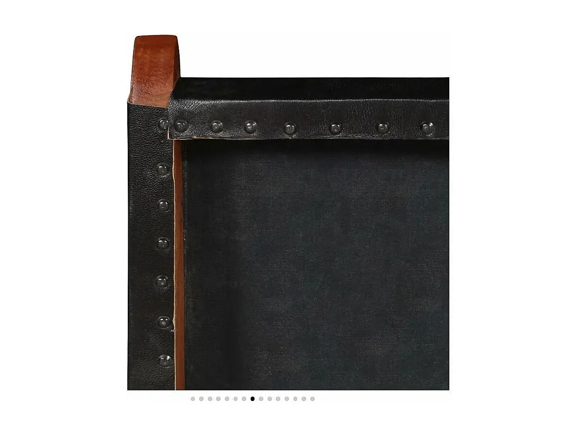 Chaise pliante cuir noir et acacia laqué Manilou