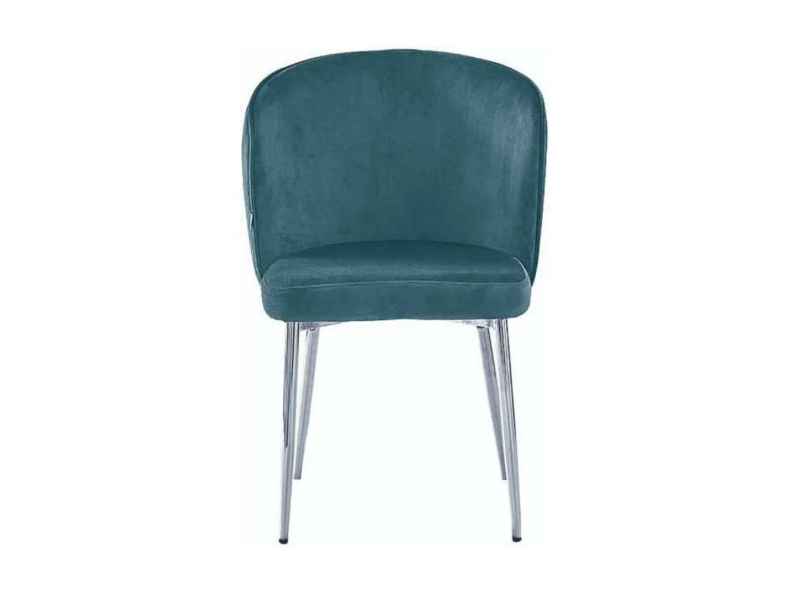 Lot de 4 chaises en velours et pieds métal chromé Komi-Couleur Rose clair