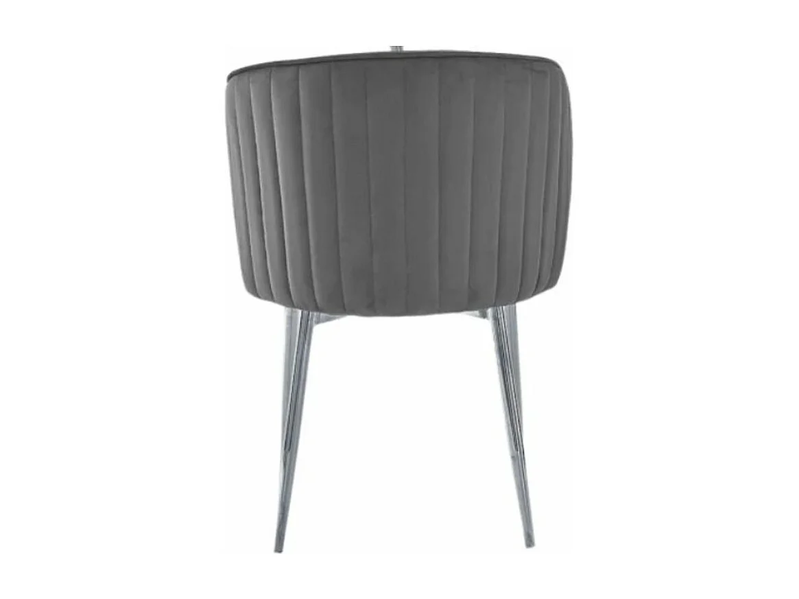 Lot de 4 chaises en velours et pieds métal chromé Komi-Couleur Rose clair