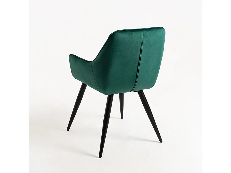 Silla Zonky de terciopelo verde oscuro con patas de metal negro - Lote de 2