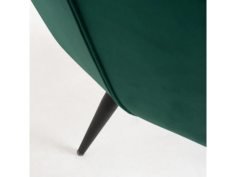 Silla Zonky de terciopelo verde oscuro con patas de metal negro - Lote de 2