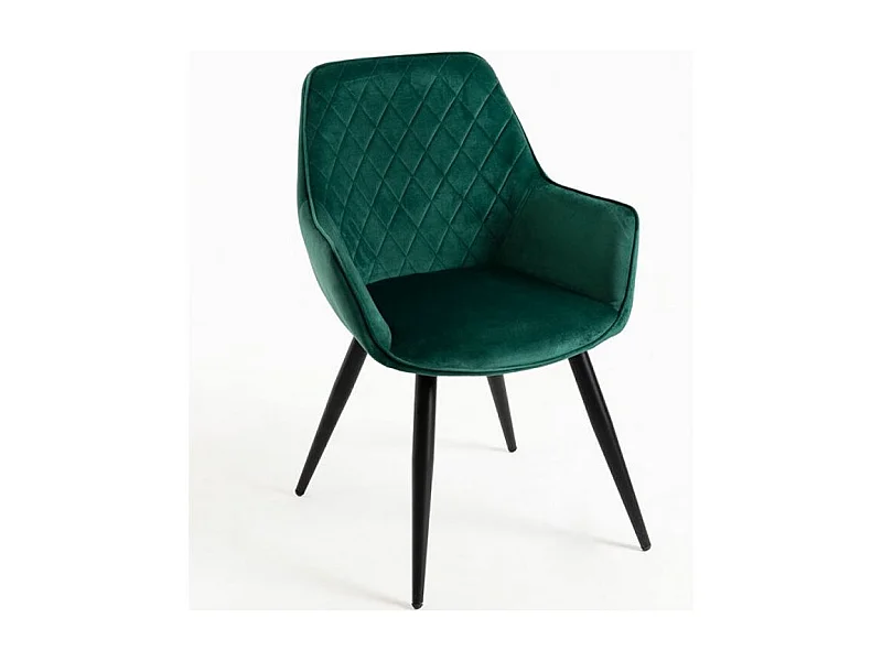 Chaise velours vert foncé et pieds métal noir Zonky - Lot de 2