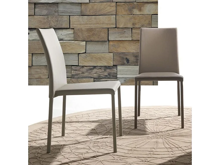 Jazon stoel van kunstleer - Set van 4-Kleur Licht beige