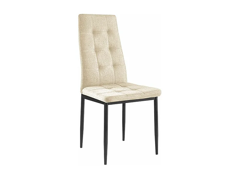 Chaise tissu beige capitonné et pieds acier noir Kentor