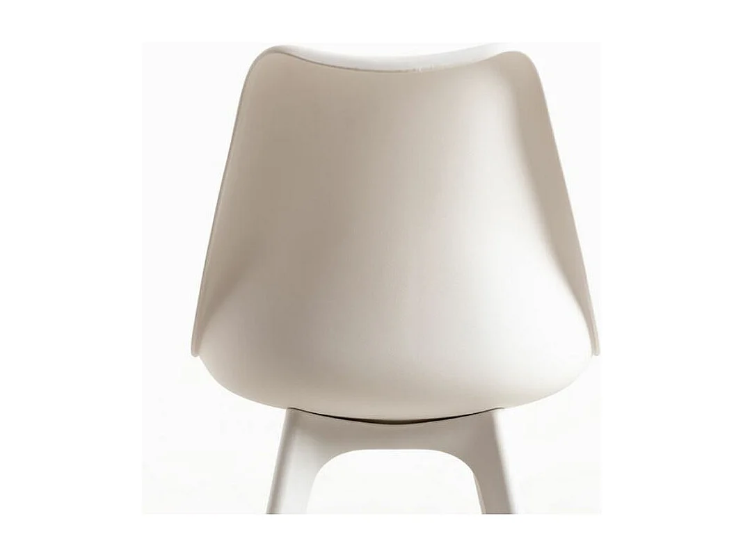 Silla moderna Arko de polipropileno y cojín de asiento de piel sintética blanca