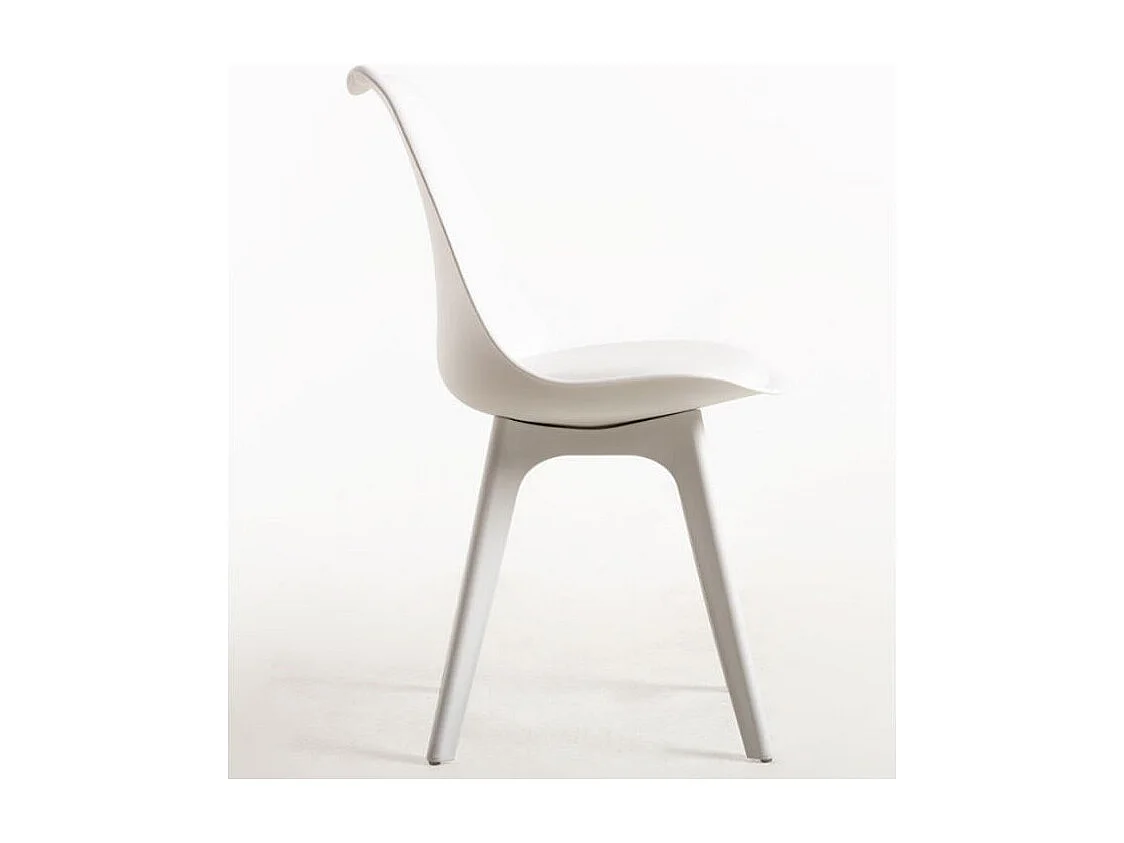 Chaise moderne polypropylène et coussin d'assise simili cuir blanc Arko - Lot de 2