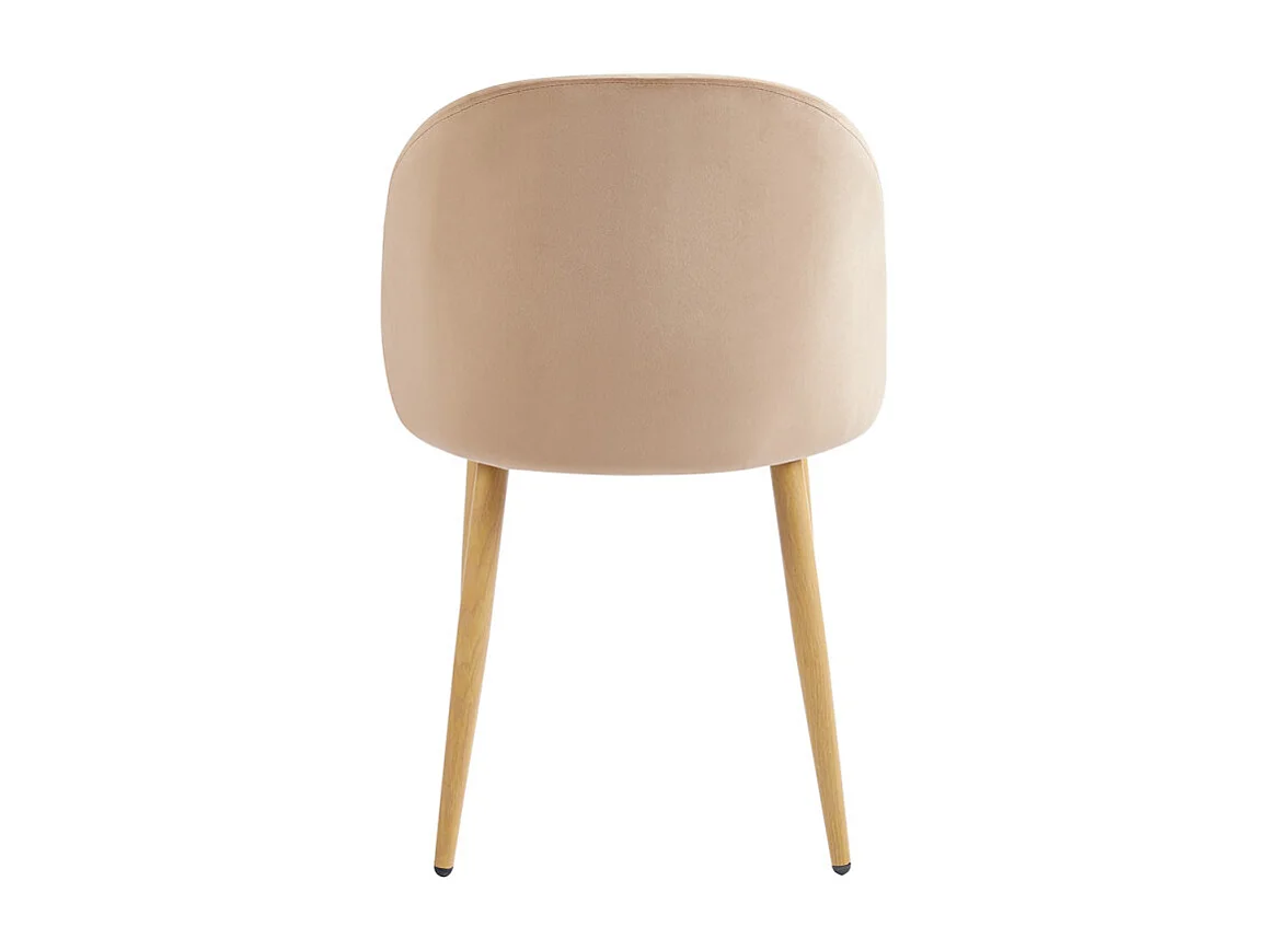 Lot de 2 chaises Kazon - Velours élégant et pieds métal effet bois clair-Couleur Marron clair