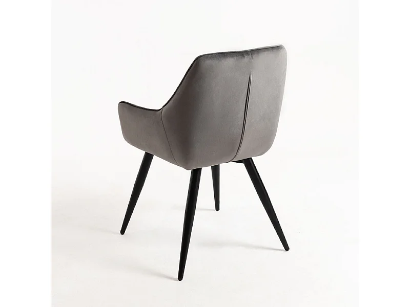 Chaise velours gris foncé et pieds métal noir Zonky - Lot de 2