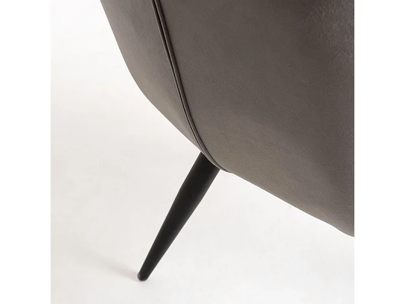 Chaise velours gris foncé et pieds métal noir Zonky - Lot de 2