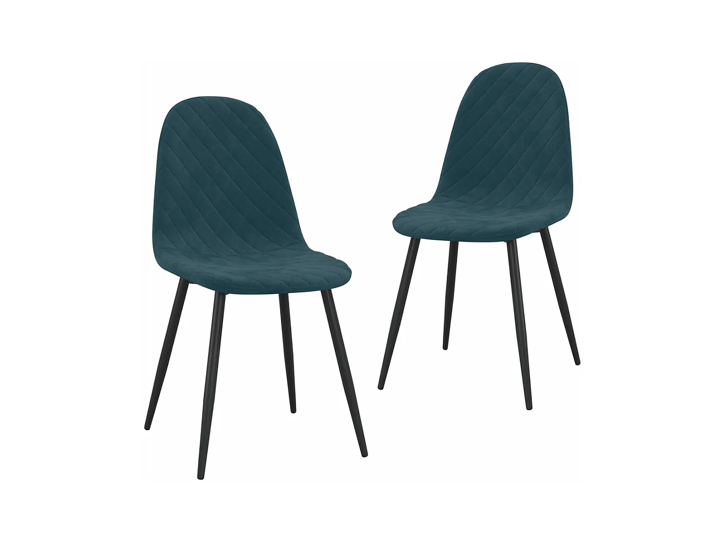 Chaise pieds métal noir et assise velours bleu Skyla - Lot de 2