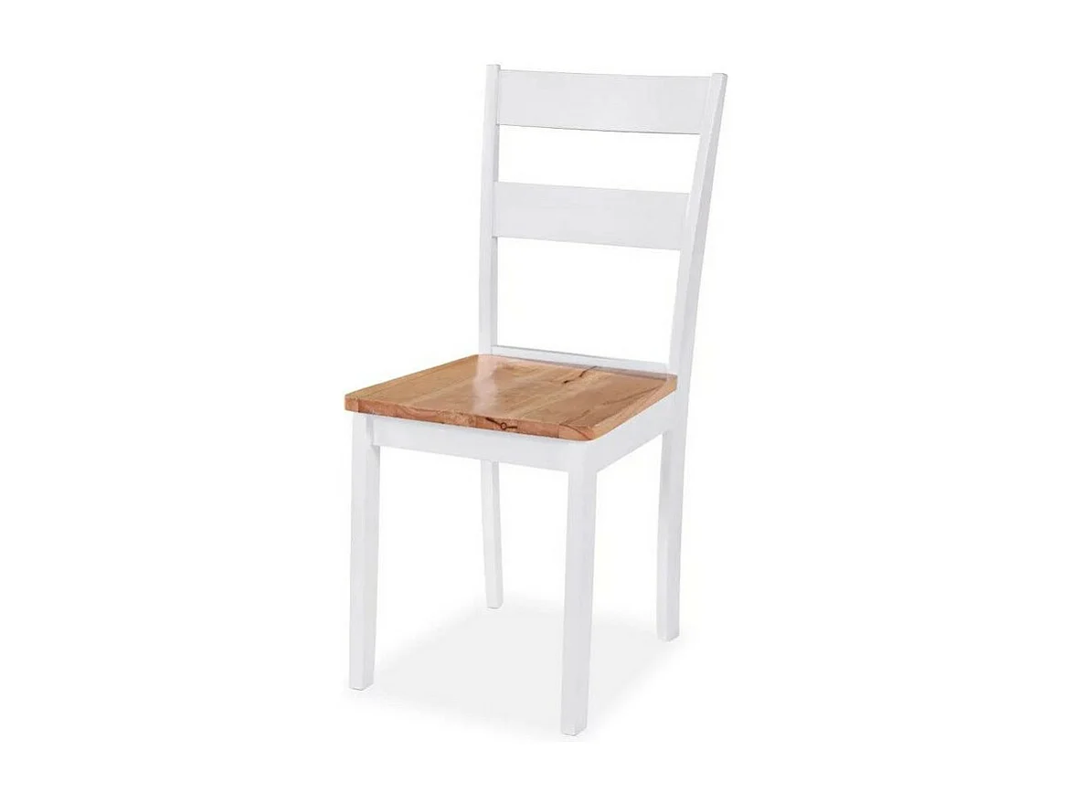 Chaise hévéa massif clair et blanc Amine - Lot de 4