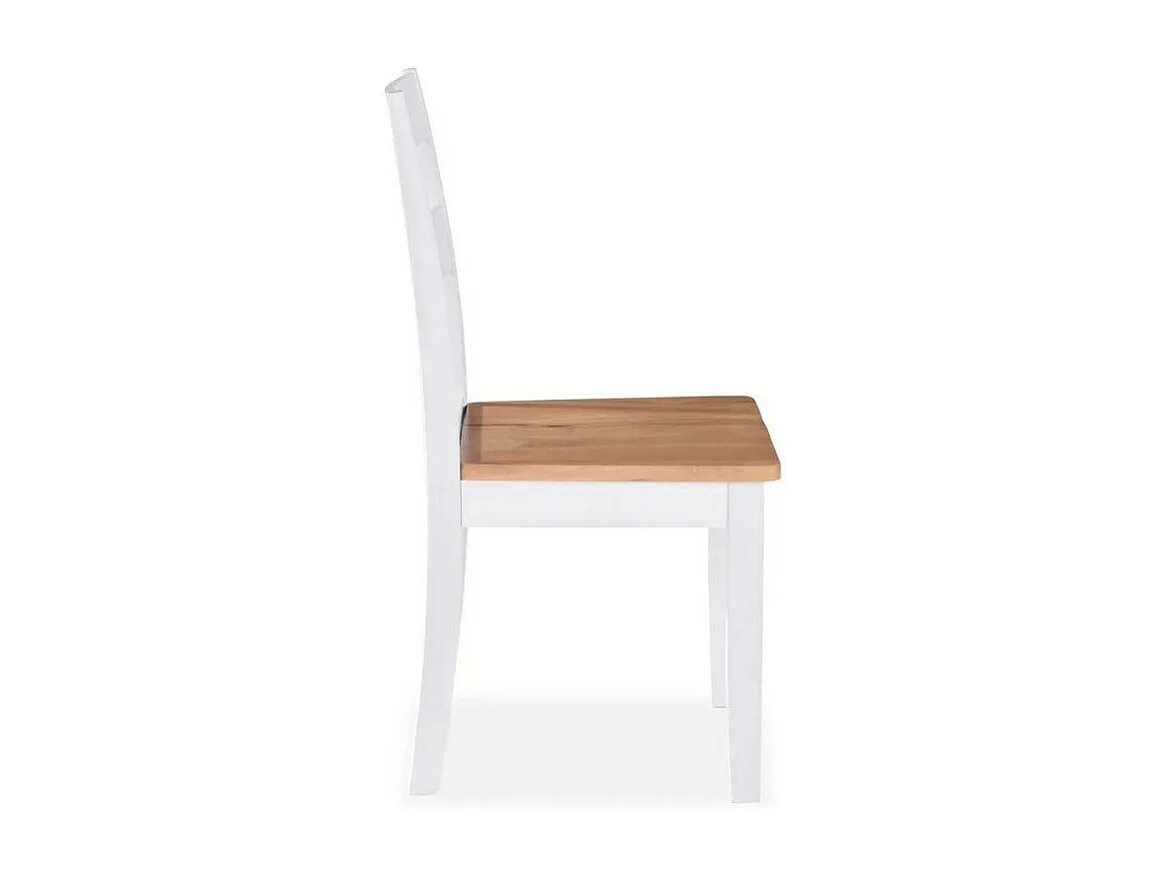 Chaise hévéa massif clair et blanc Amine - Lot de 4