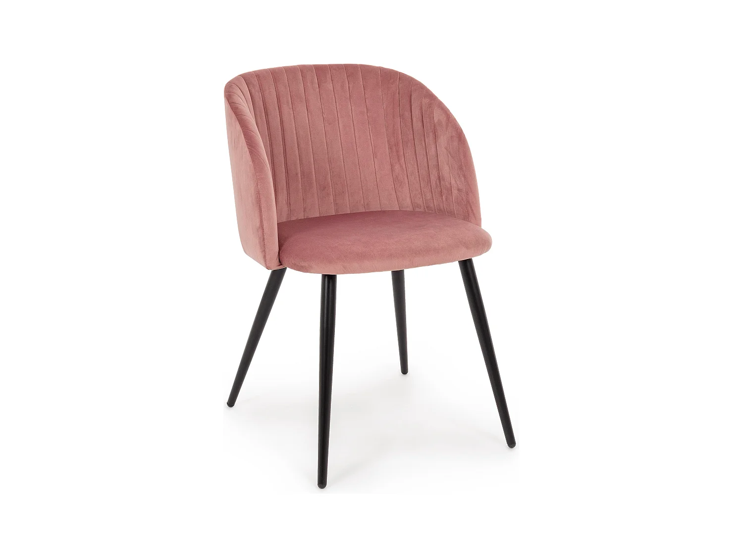 Lot de 2 chaises Quentin en velours rembourré - Confort moderne-Couleur Rose poudré