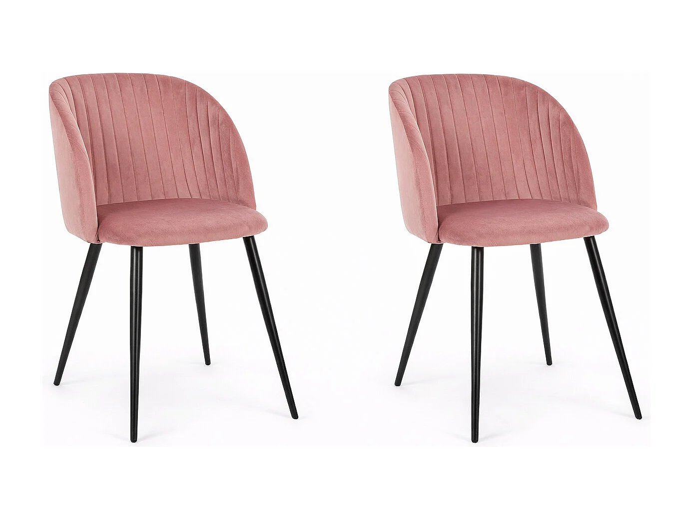 Lot de 2 chaises QUEEN – Velours ultra doux & confort premium-Rose