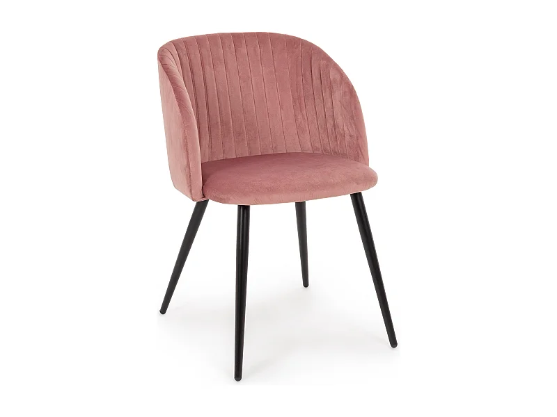 Lot de 2 chaises Quentin en velours rembourré - Confort moderne-Couleur Rose poudré