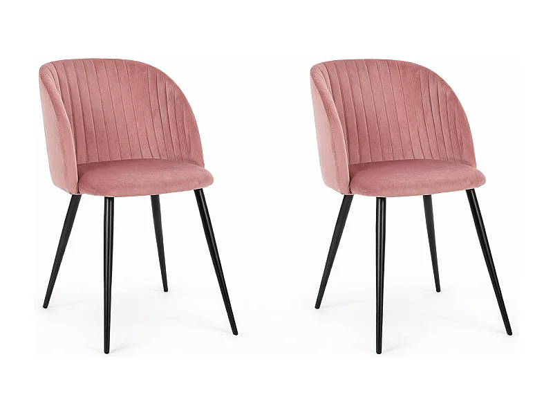 Lot de 2 chaises QUEEN – Velours ultra doux & confort premium-Rose