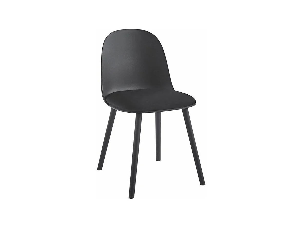 Chaise avec coussin d'assise en velours Kalipo - Confort et modernité-Couleur Noir