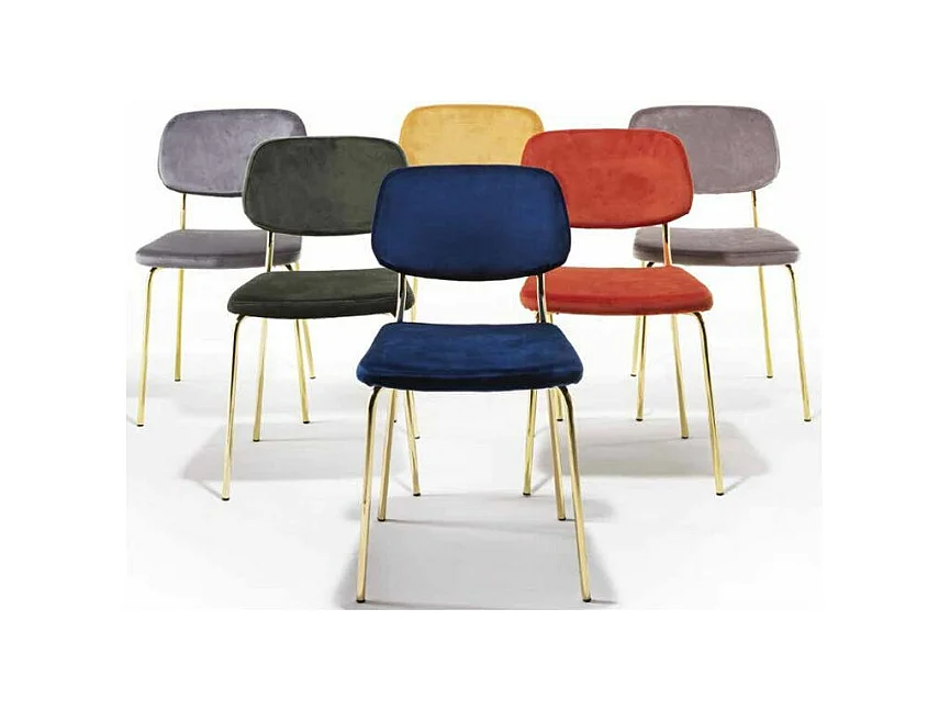 Chaise moderne en velours et pieds en laiton brossé doré Zola - Lot de 2-Couleur Beige clair