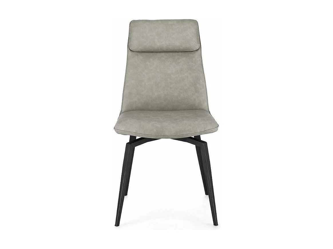 Chaise design simili cuir beige et pieds acier noir Lowra - Lot de 2