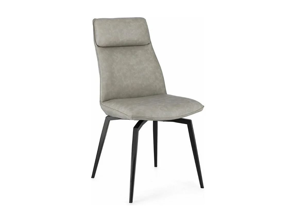 Chaise design simili cuir beige et pieds acier noir Lowra - Lot de 2