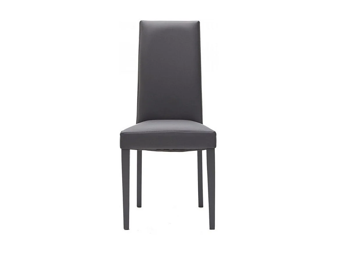 Chaise en bois massif et faux cuir Tanio - Lot de 2-Couleur Gris clair