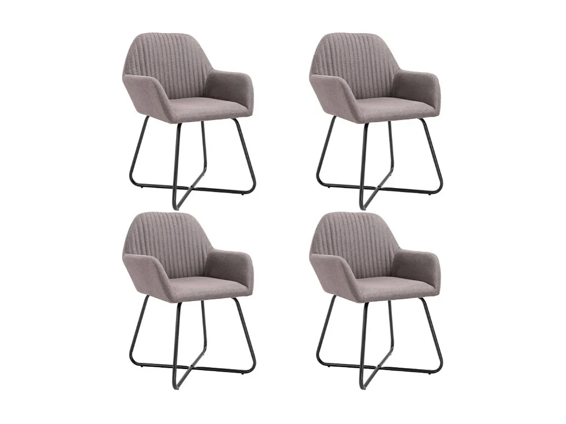 Chaise tissu taupe et pieds métal noir Mikee - Lot de 4