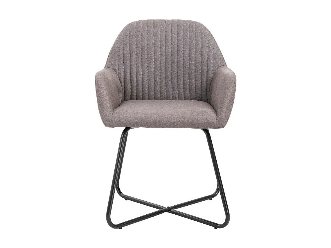 Chaise tissu taupe et pieds métal noir Mikee - Lot de 4