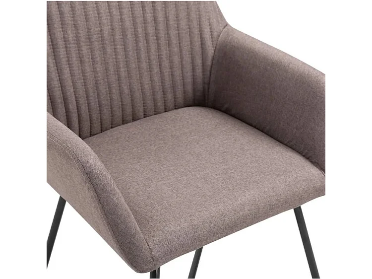 Chaise tissu taupe et pieds métal noir Mikee - Lot de 4