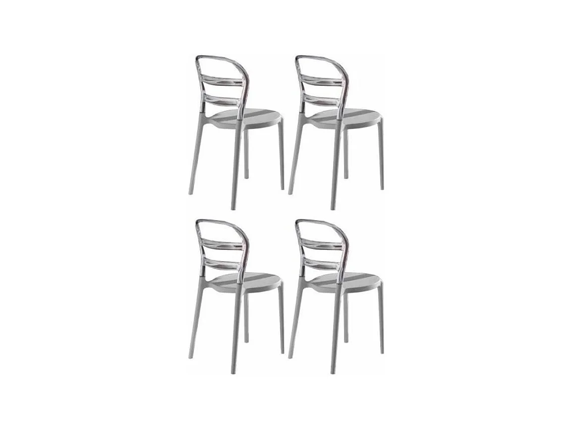 Verza wit gelakte en transparante polycarbonaat design stoel - Set van 4