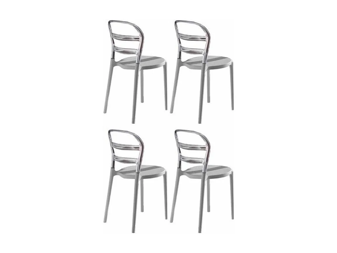 Chaise design laquée blanc et polycarbonate transparent Verza- Lot de 4