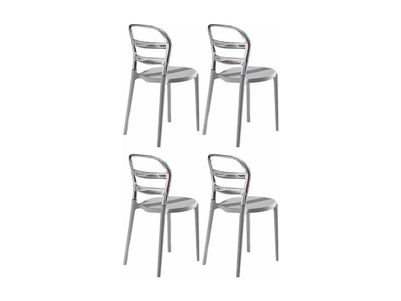 Verza wit gelakte en transparante polycarbonaat design stoel - Set van 4