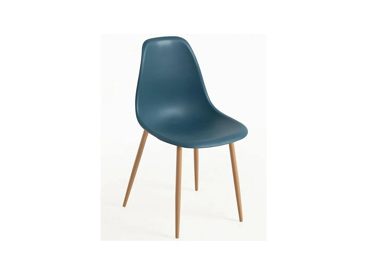 Chaise scandinave bleu marine et naturel Kerry - Lot de 2