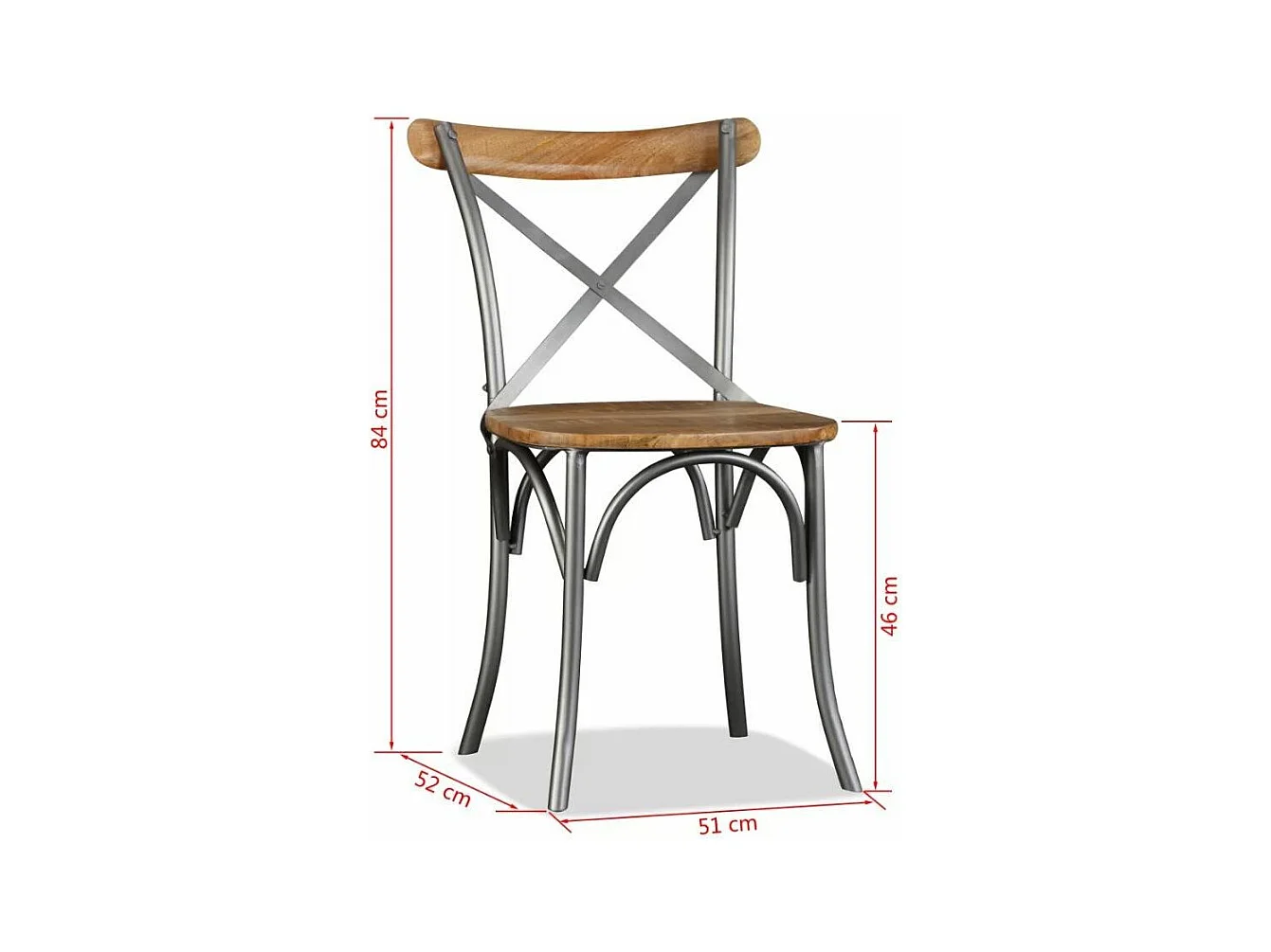 Chaise bois massif clair et métal Tiphen - Lot de 4