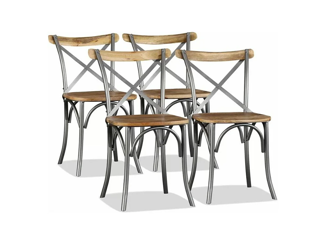 Chaise bois massif clair et métal Tiphen - Lot de 4