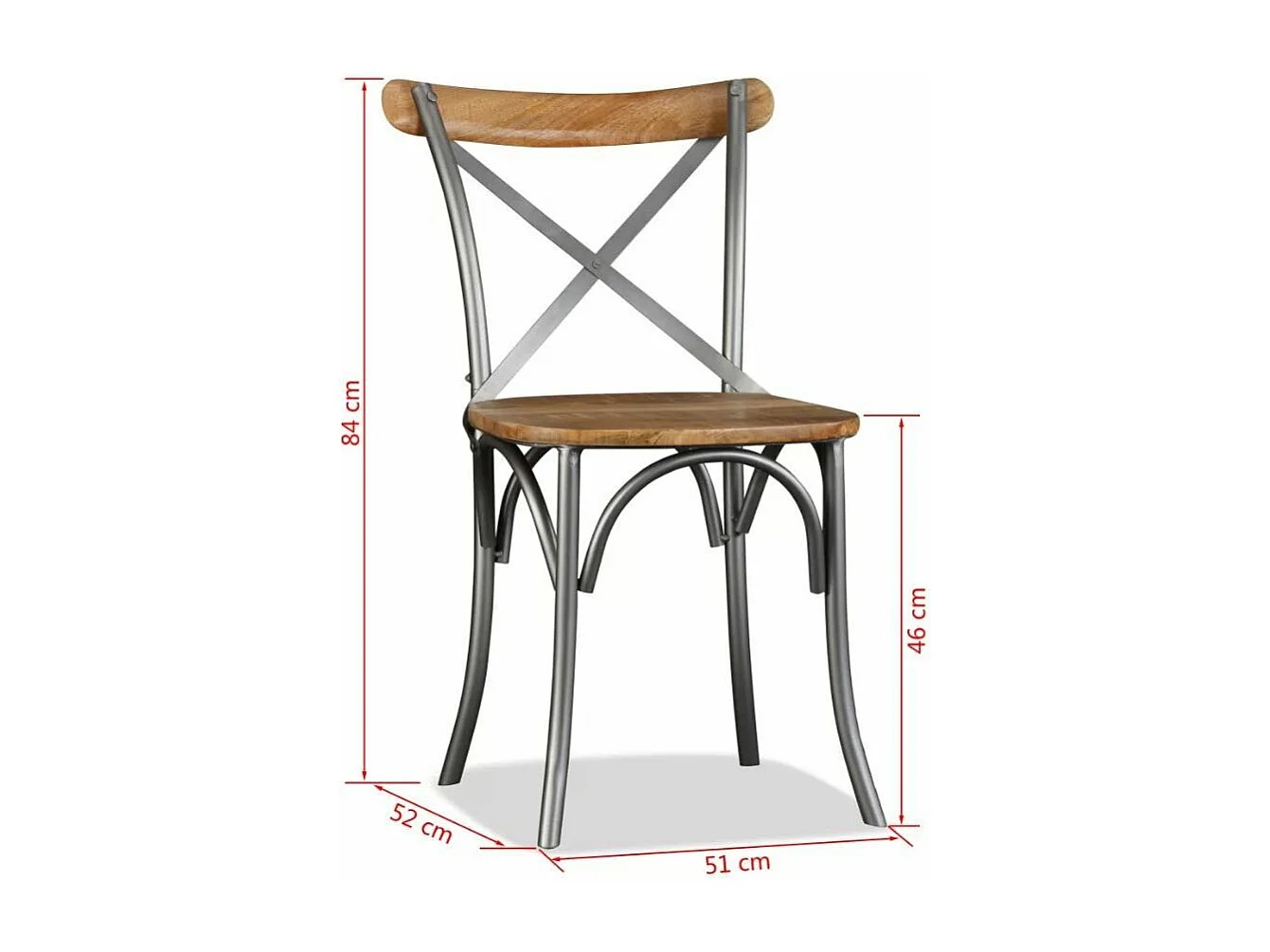 Chaise bois massif clair et métal Tiphen - Lot de 4