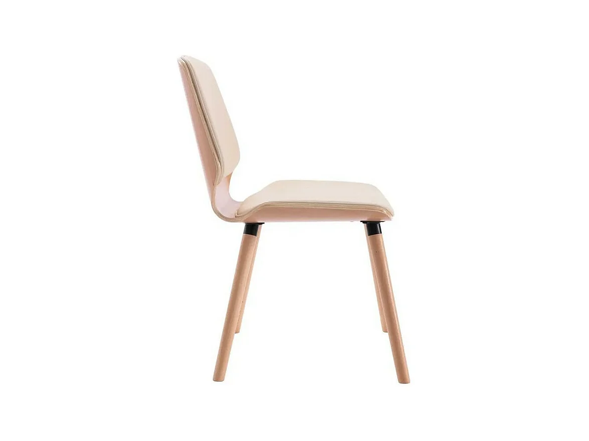 Chaise en bois naturel et simili cuir beige Klazo - Lot de 2