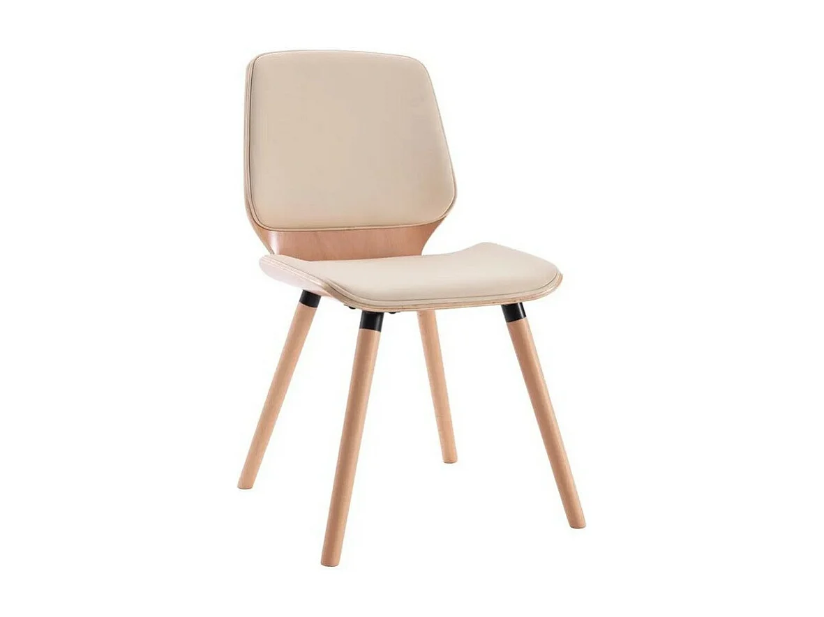 Chaise en bois naturel et simili cuir beige Klazo - Lot de 2