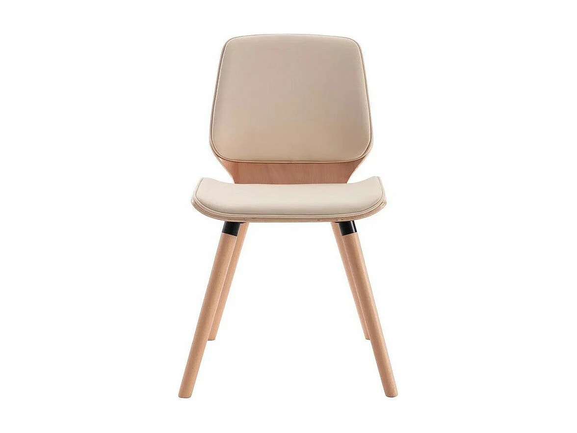 Chaise en bois naturel et simili cuir beige Klazo - Lot de 2