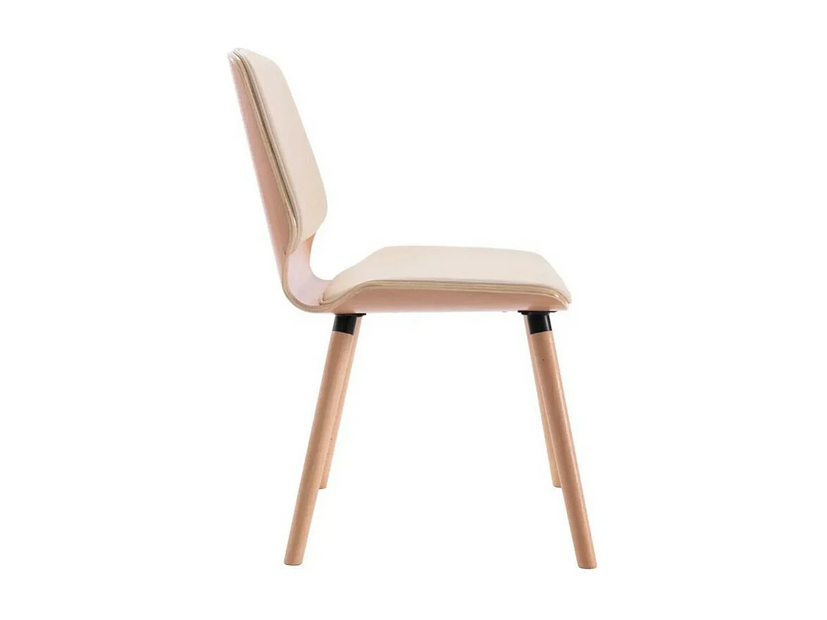 Chaise en bois naturel et simili cuir beige Klazo - Lot de 2