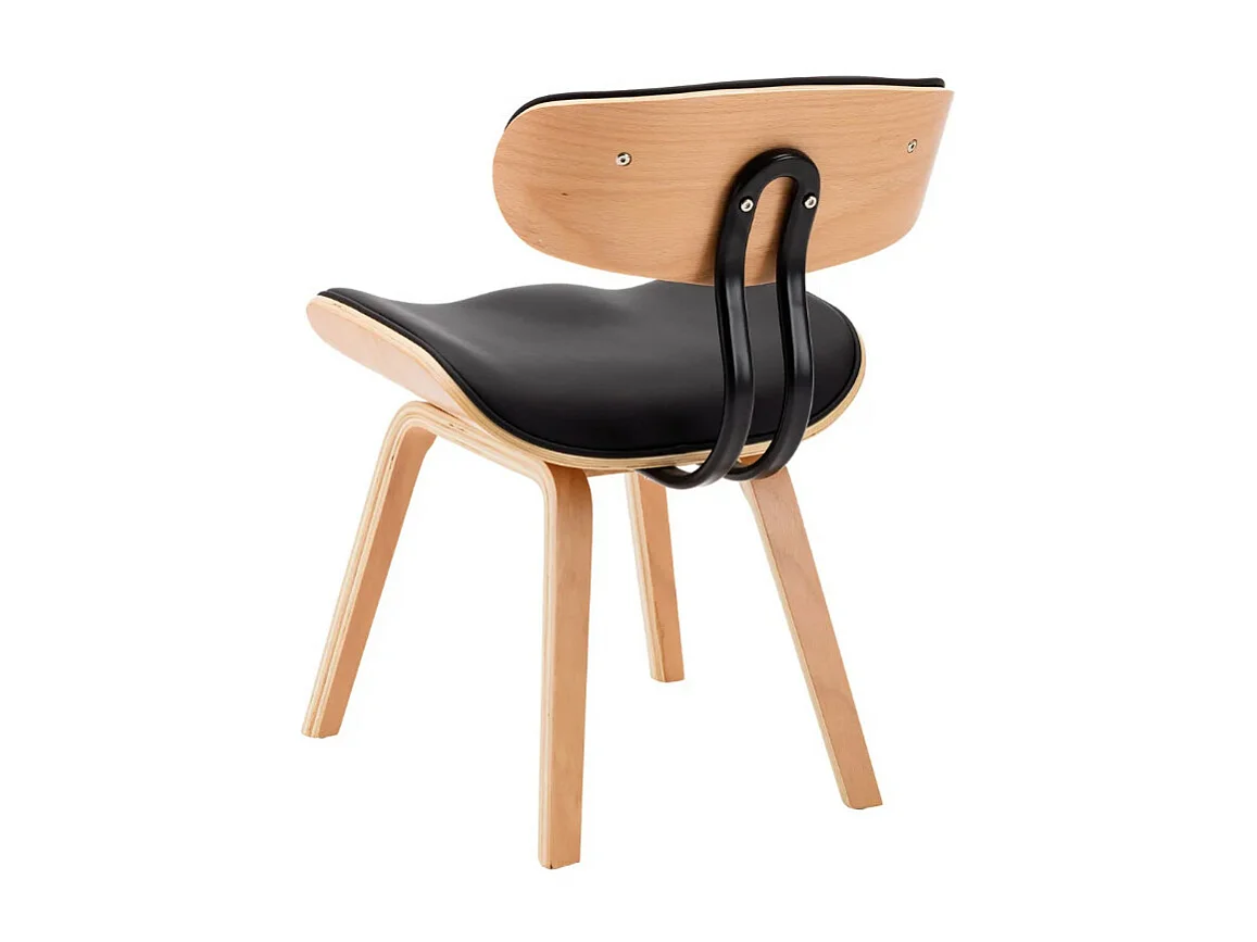 Chaise en bois clair et similicuir noir Pride - Lot de 2