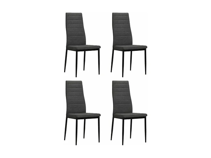 Chaise tissu gris foncé et pieds métal noir Karlane - Lot de 4