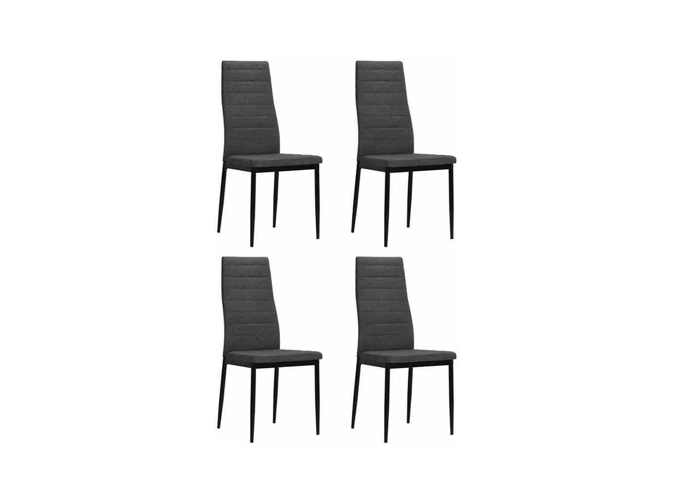 Chaise tissu gris foncé et pieds métal noir Karlane - Lot de 4
