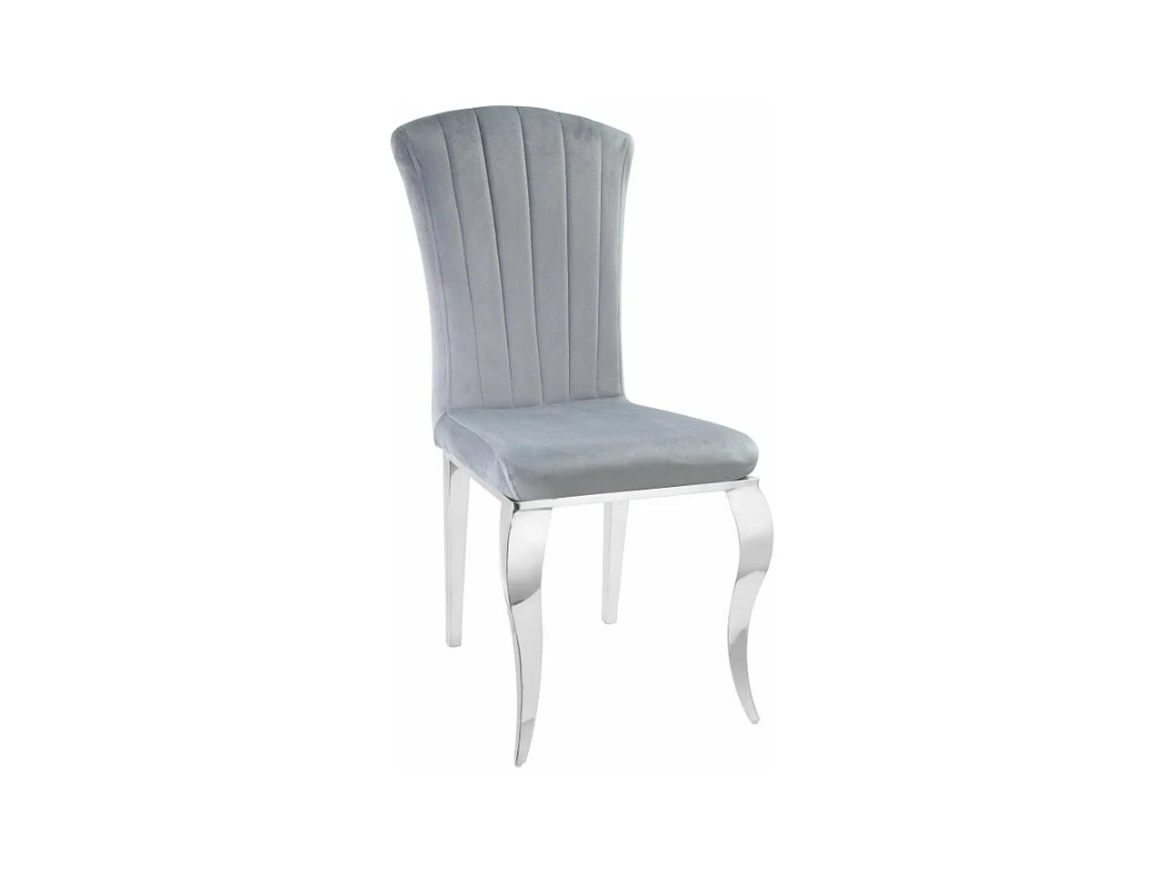 Lot de 6 chaises baroque Kania - Velours et pieds effet miroir-Couleur Gris clair