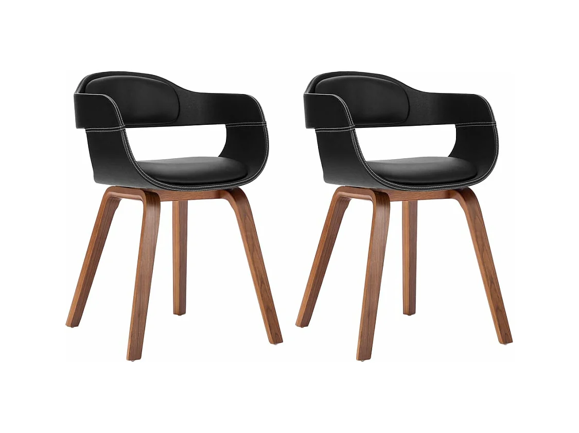 Chaises de salle à manger 2 pcs Noir Bois courbé et similicuir 2