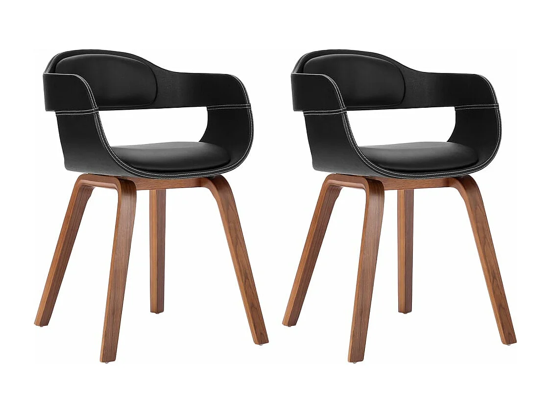 Chaises de salle à manger 2 pcs Noir Bois courbé et similicuir 2